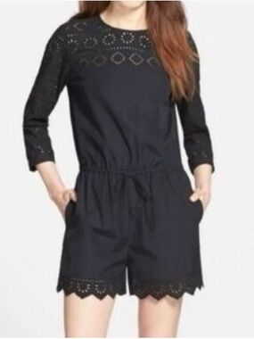 Madewell Black embroidered eyelet jumpsuit romper